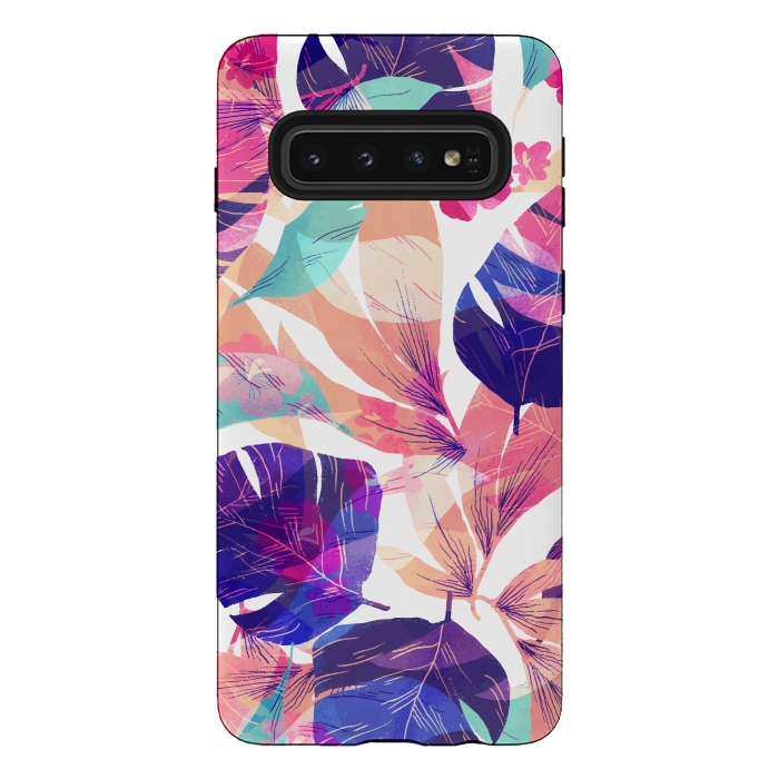 Galaxy S10 StrongFit Watercolor summer flowers by Bledi