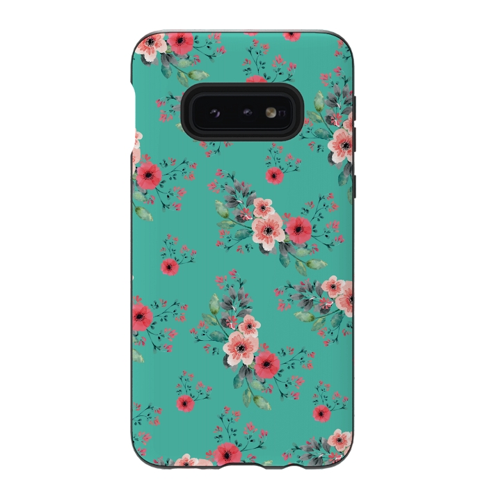 Galaxy S10e StrongFit Flowers in Aquamarine by Rossy Villarreal