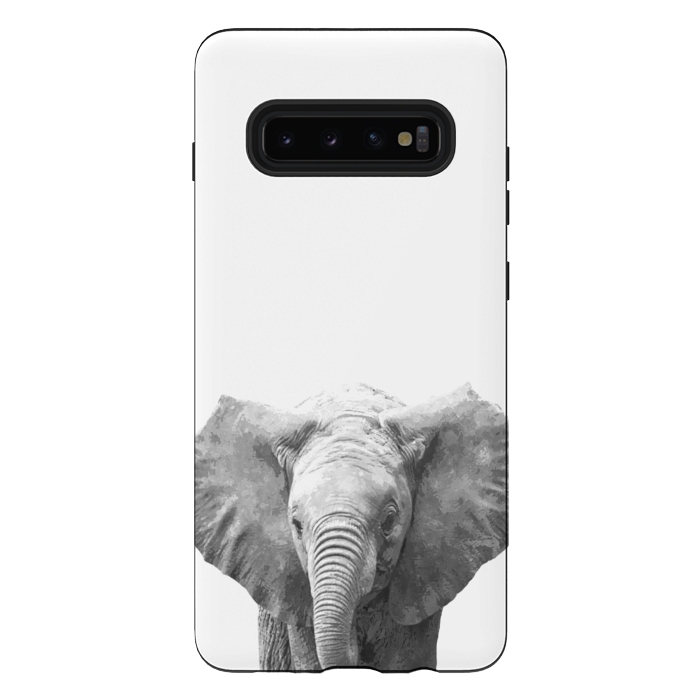 Galaxy S10 plus StrongFit Black and White Baby Elephant  by Alemi