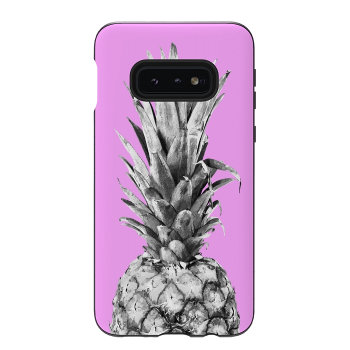 Galaxy S10e StrongFit Black, White, Pink Pineapple by Alemi