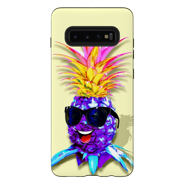 Galaxy S10 plus StrongFit Pineapple Ultraviolet Happy Dude with Sunglasses  by BluedarkArt