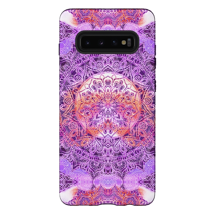 Galaxy S10 plus StrongFit Purple orange hippy mandala by Oana 