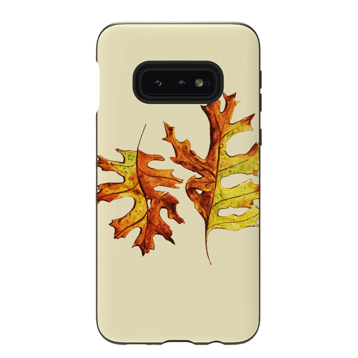 Galaxy S10e StrongFit Ink Watercolor Painted Autumn Leaves Nature Lover by Boriana Giormova