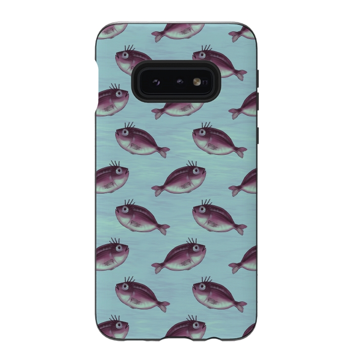 Galaxy S10e StrongFit Funny Fish With Fancy Eyelashes Pattern by Boriana Giormova