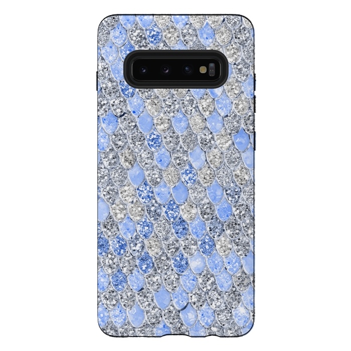 Galaxy S10 plus StrongFit Blue and Silver Sparkling Mermaid Scales by  Utart