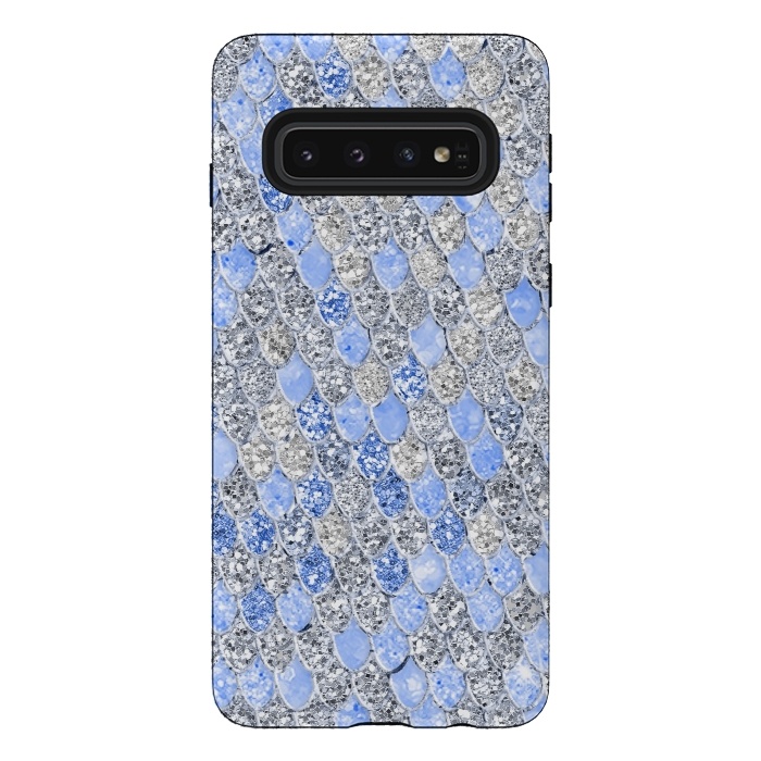 Galaxy S10 StrongFit Blue and Silver Sparkling Mermaid Scales by  Utart