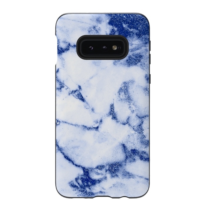 Galaxy S10e StrongFit Blue Veined Glitter Marble by  Utart