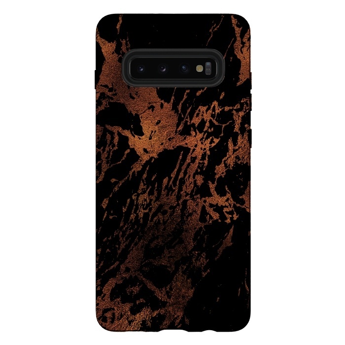 Galaxy S10 plus StrongFit Copper Metal Veined Marble by  Utart