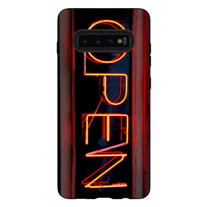 Galaxy S10 plus StrongFit Neon Sign Word Open by Andrea Haase