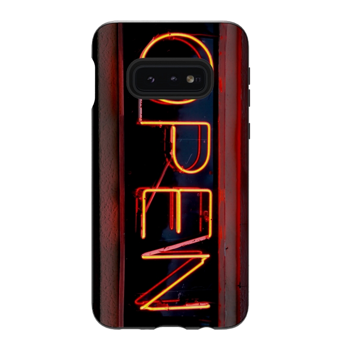Galaxy S10e StrongFit Neon Sign Word Open by Andrea Haase