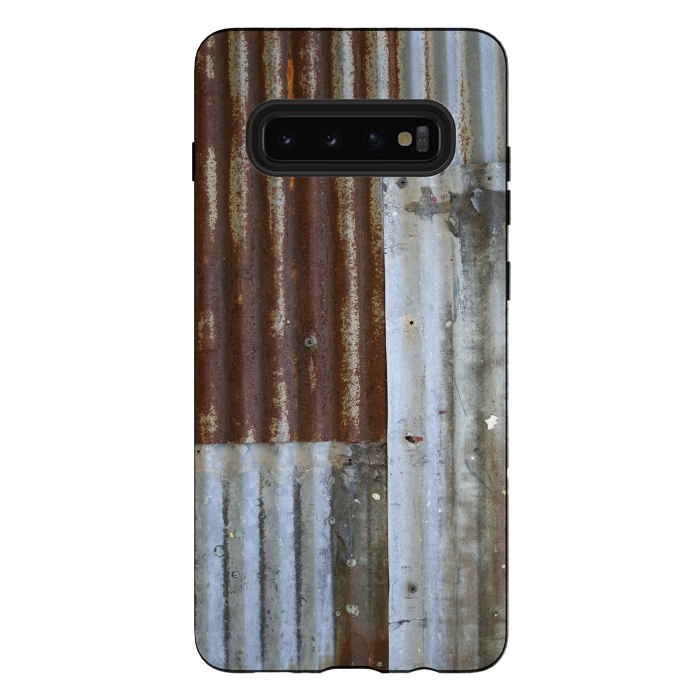 Galaxy S10 plus StrongFit Rusty Corrugated Metal Patches 2 by Andrea Haase