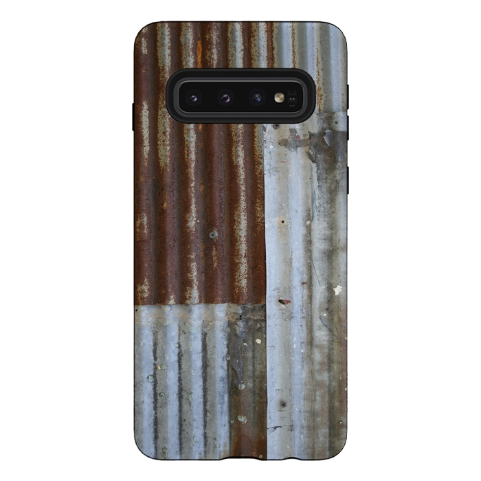 Galaxy S10 StrongFit Rusty Corrugated Metal Patches 2 by Andrea Haase
