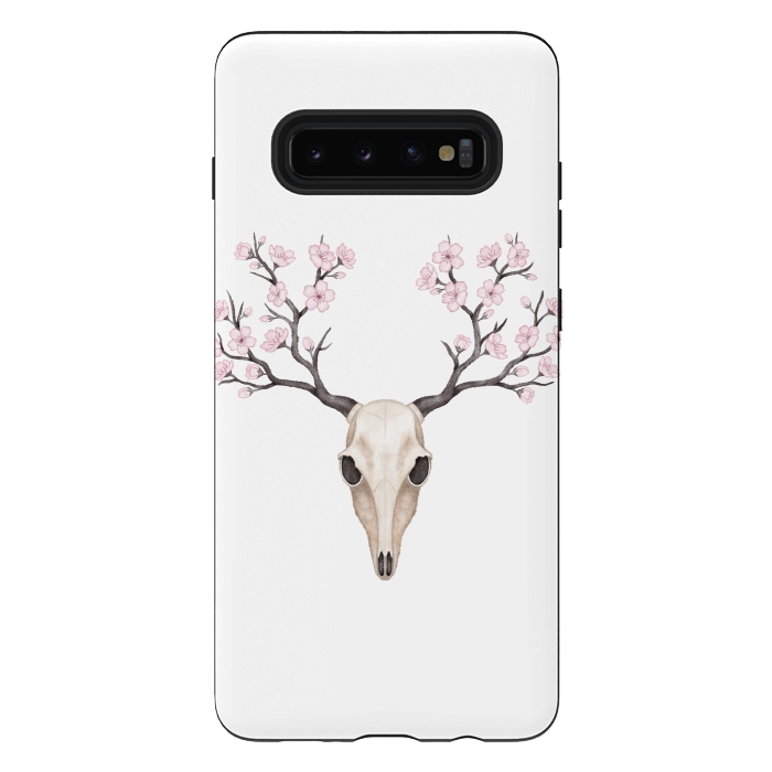 Galaxy S10 plus StrongFit Blooming deer skull by Laura Nagel