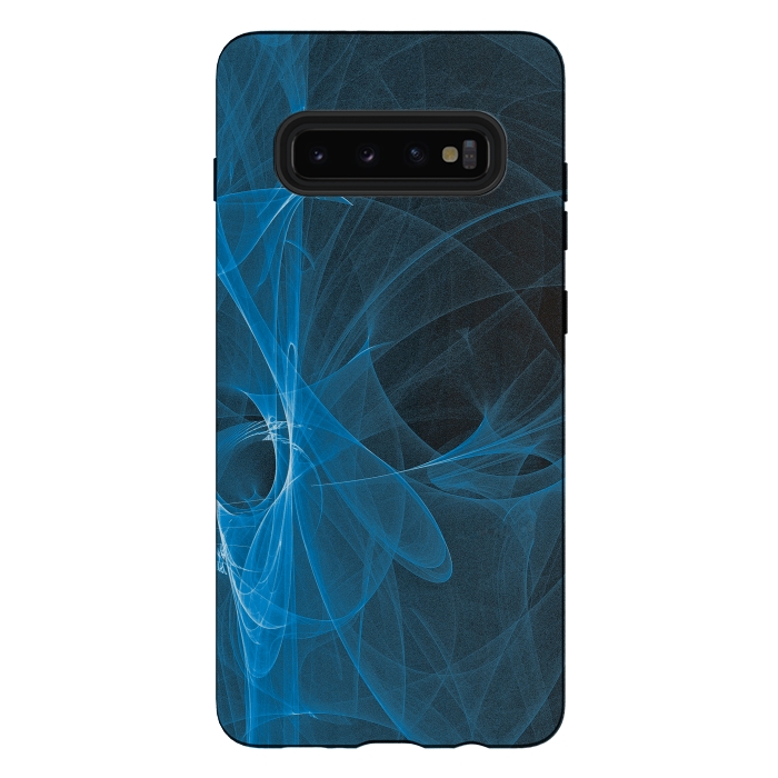 Galaxy S10 plus StrongFit Blue Light Fractals On Black by Andrea Haase