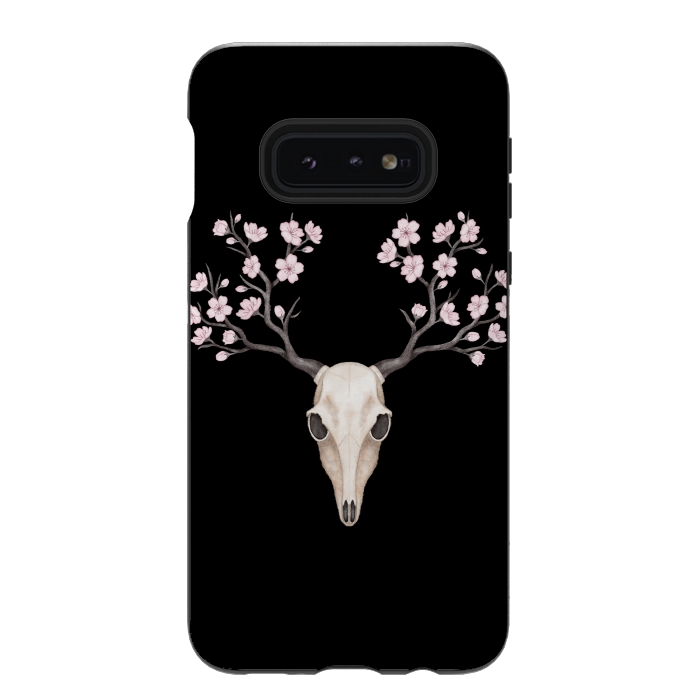 Galaxy S10e StrongFit Deer skull black by Laura Nagel