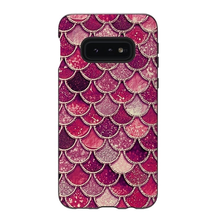 Galaxy S10e StrongFit Pink and Purple Pretty Sparkling Mermaid Scales  by  Utart