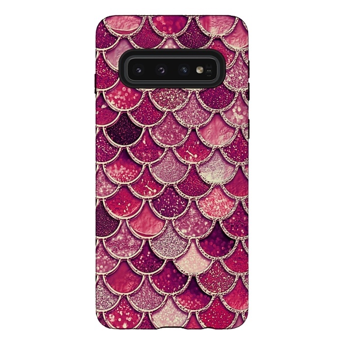 Galaxy S10 StrongFit Pink and Purple Pretty Sparkling Mermaid Scales  by  Utart