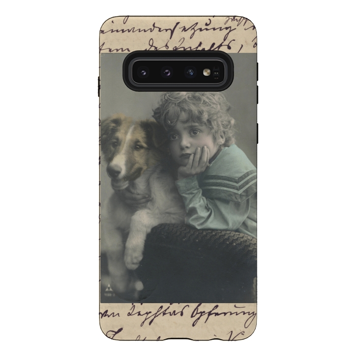 Galaxy S10 StrongFit Vintage Boy With Dog by Andrea Haase