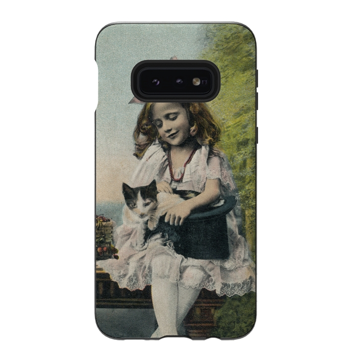 Galaxy S10e StrongFit Retro Girl With Cat by Andrea Haase