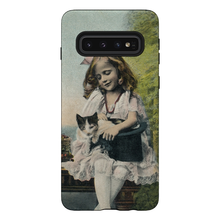 Galaxy S10 StrongFit Retro Girl With Cat by Andrea Haase