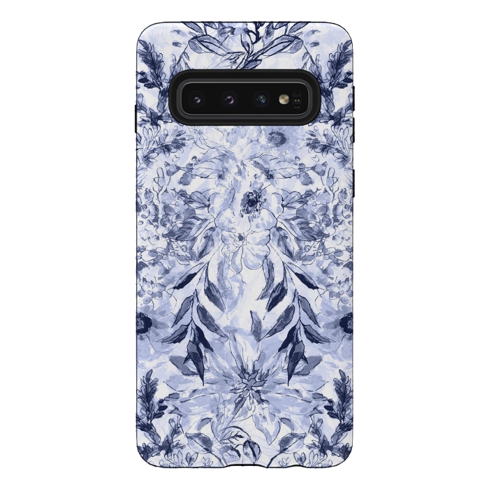 Galaxy S10 StrongFit Watercolor grey floral hand paint by InovArts
