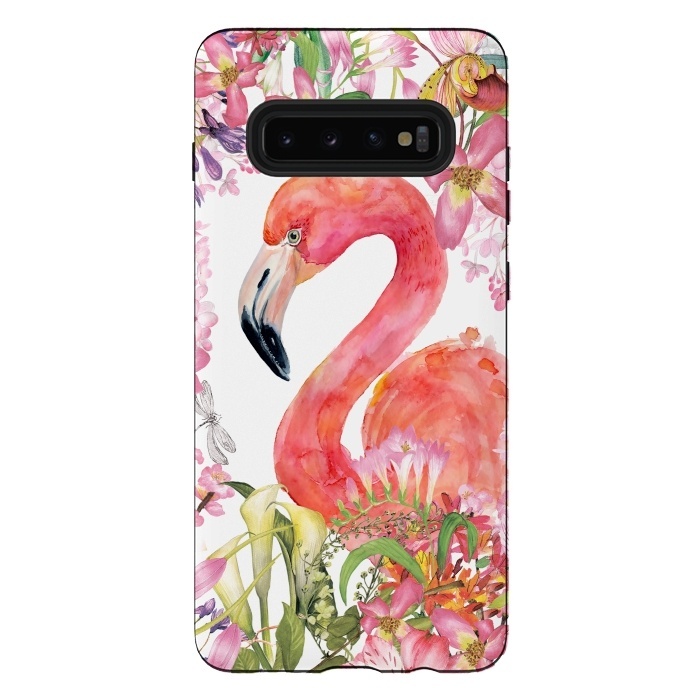 Galaxy S10 plus StrongFit Flamingo in Flower Jungle by  Utart