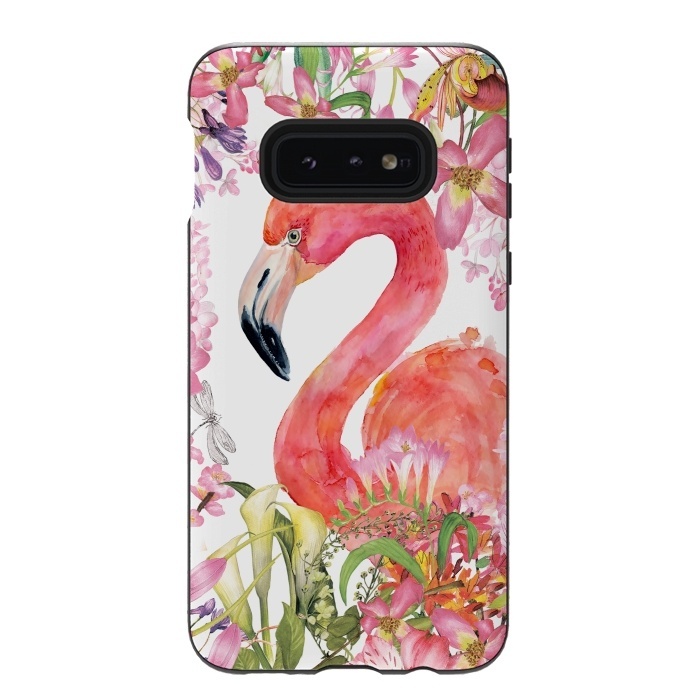 Galaxy S10e StrongFit Flamingo in Flower Jungle by  Utart