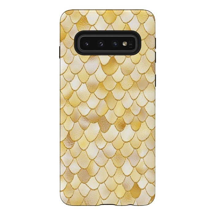 Galaxy S10 StrongFit Gold Wonky Metal Mermaid Scales by  Utart