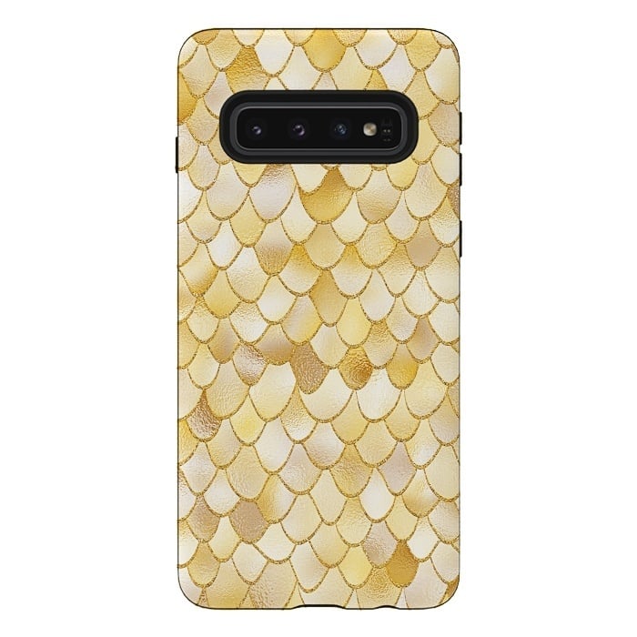 Galaxy S10 StrongFit Gold Wonky Metal Mermaid Scales by  Utart