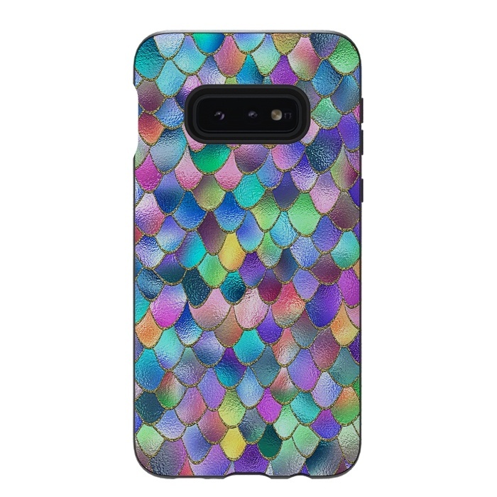 Galaxy S10e StrongFit Colorful Carnival Wonky Metal Mermaid Scales by  Utart