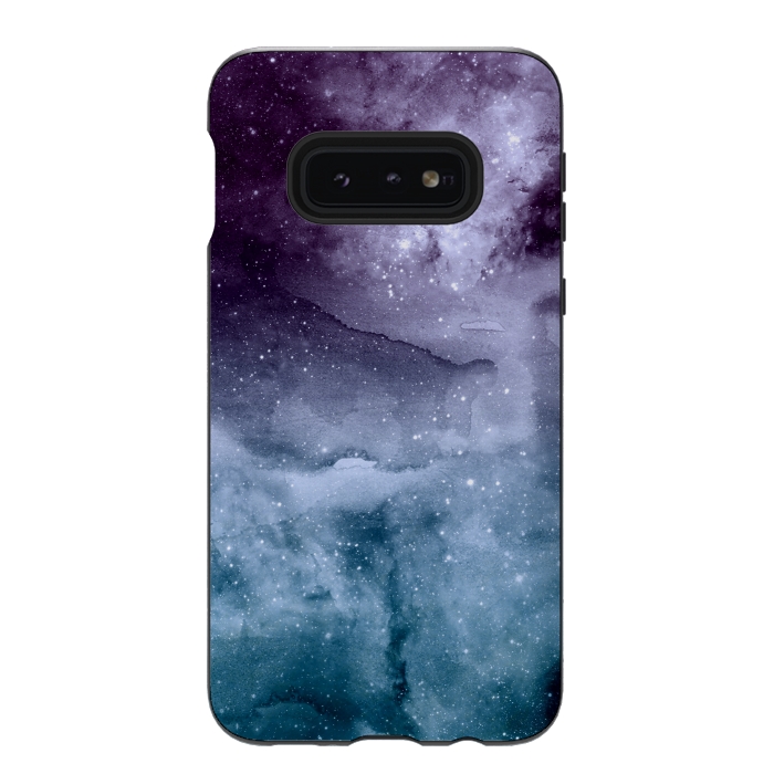 Galaxy S10e StrongFit Watercolor and nebula abstract design by InovArts