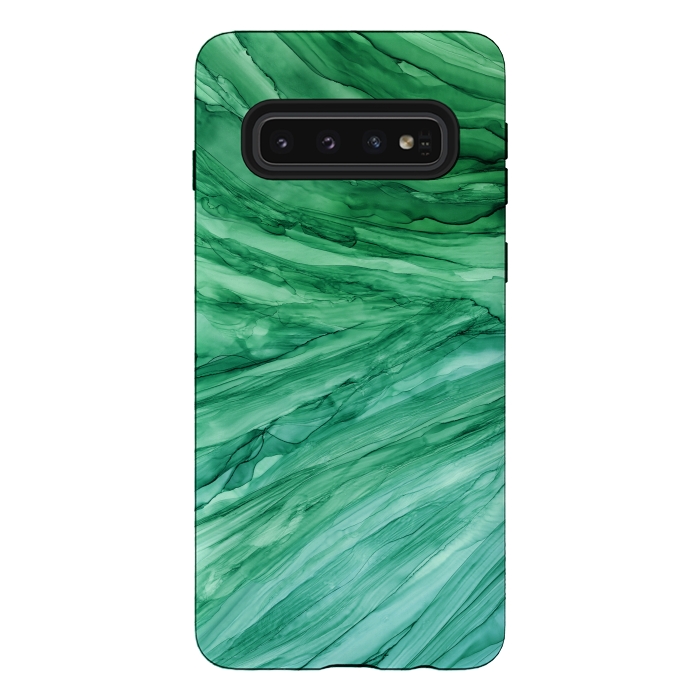 Galaxy S10 StrongFit Emerald Green Marble by Becky Starsmore