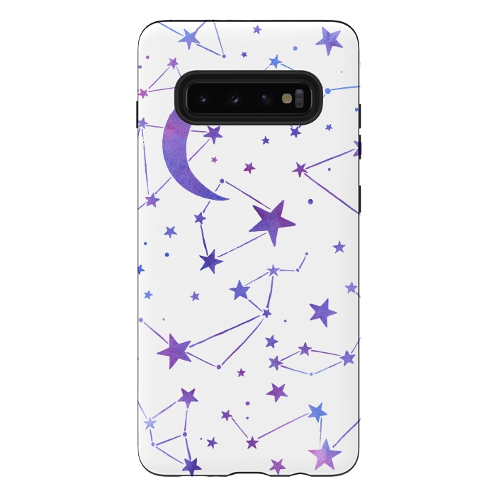 Galaxy S10 plus StrongFit Watercolor Star And Moon Constellations by Becky Starsmore