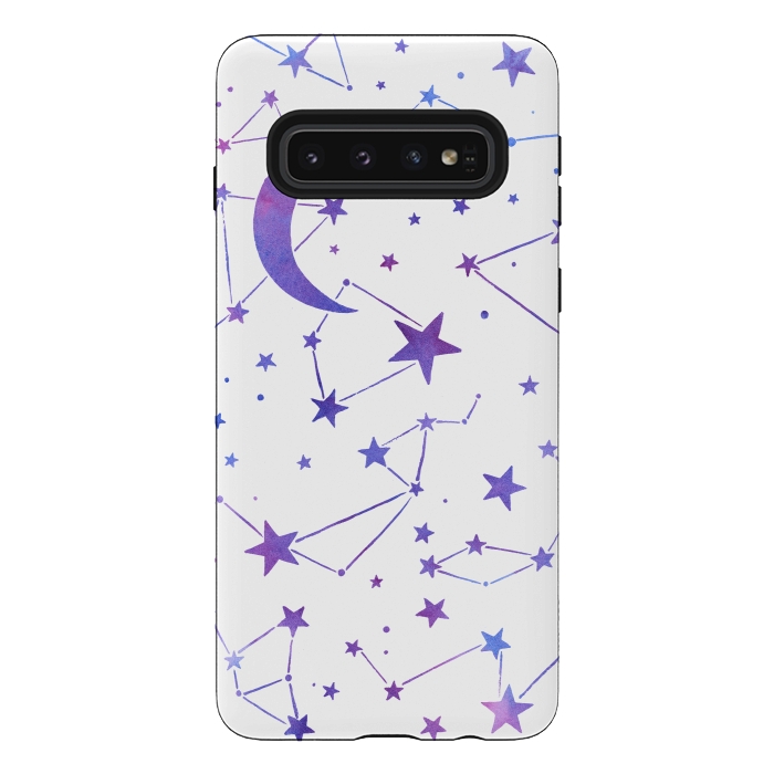 Galaxy S10 StrongFit Watercolor Star And Moon Constellations by Becky Starsmore