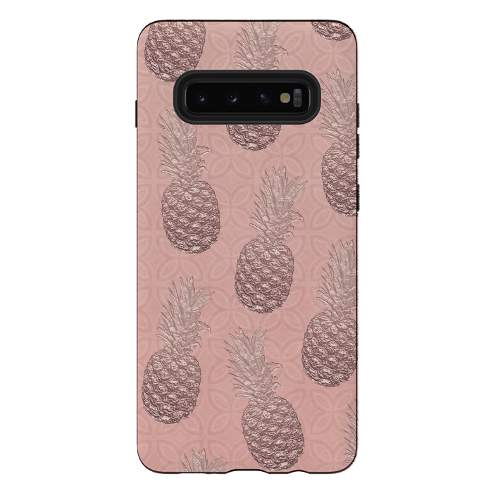 Galaxy S10 plus StrongFit Shiny Pink Pineapple by Andrea Haase