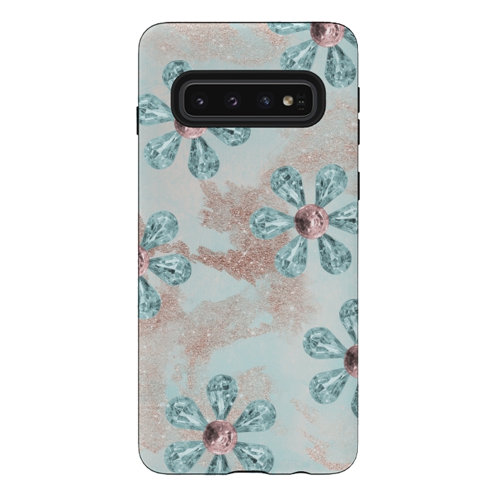 Galaxy S10 StrongFit Rhinesone Flower Sparkle by Andrea Haase