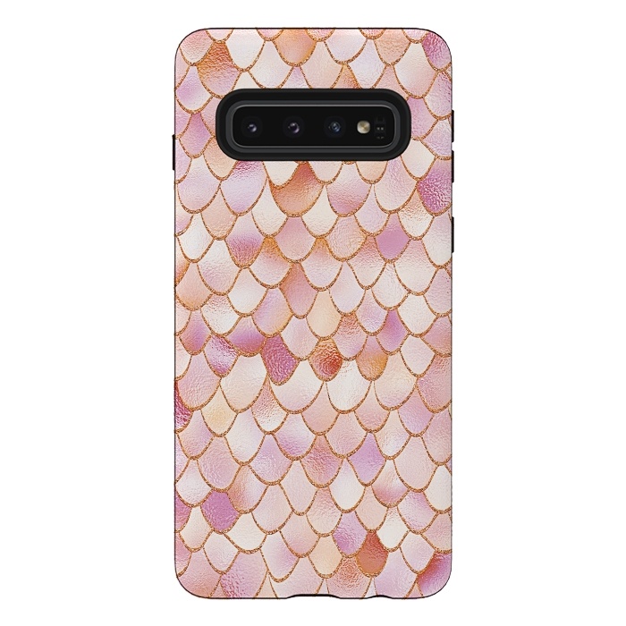 Galaxy S10 StrongFit Wonky Rose Gold Mermaid Scales by  Utart