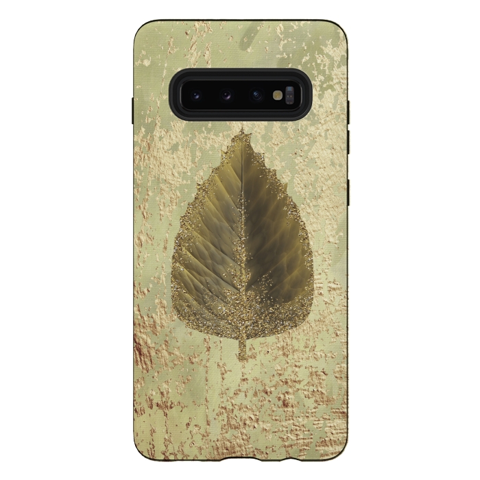 Galaxy S10 plus StrongFit Golden Leaf And Sparkle by Andrea Haase