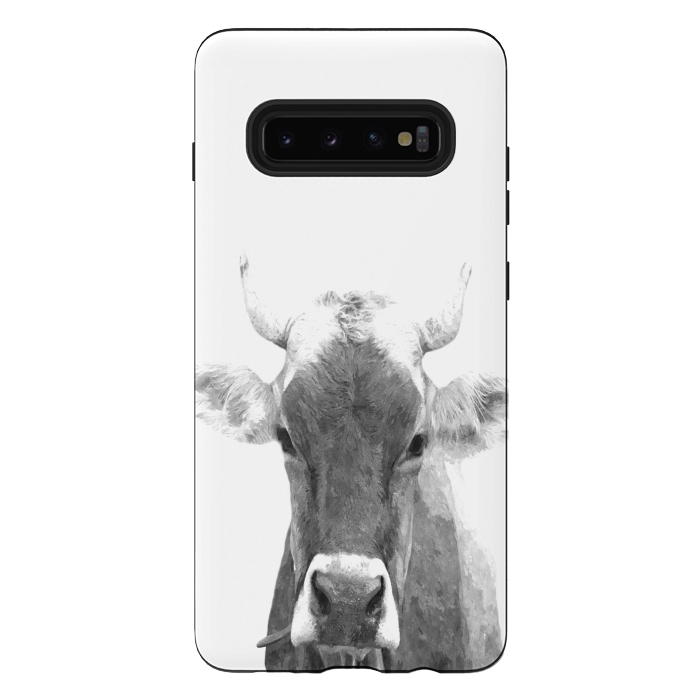 Galaxy S10 plus StrongFit Black and White Cow by Alemi