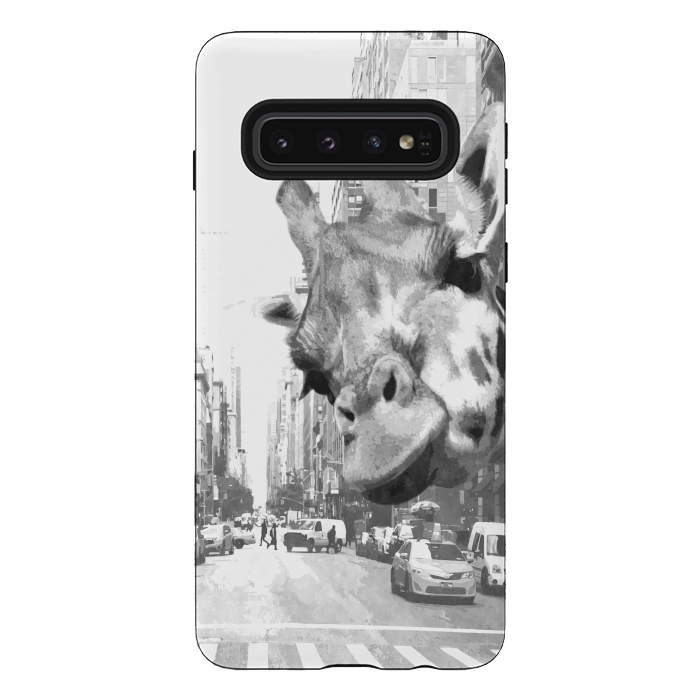 Galaxy S10 StrongFit Black and White Selfie Giraffe in NYC by Alemi