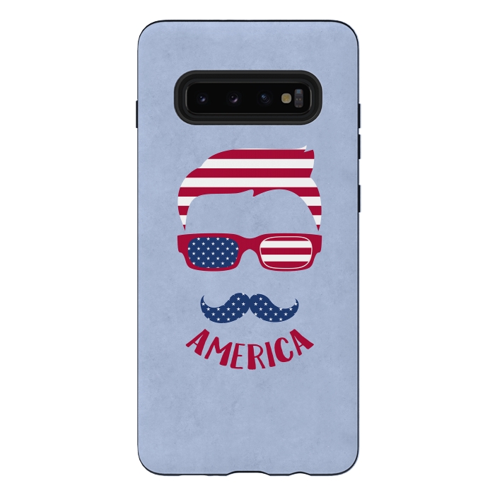 Galaxy S10 plus StrongFit American Hipster Face 4th July by Andrea Haase