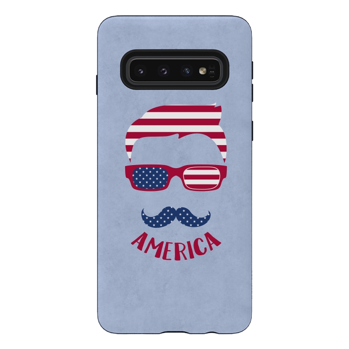 Galaxy S10 StrongFit American Hipster Face 4th July by Andrea Haase