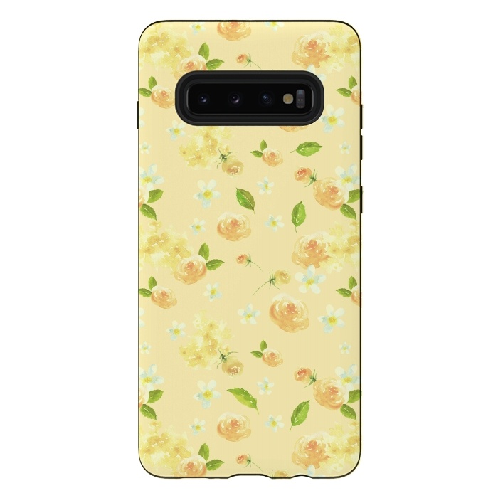 Galaxy S10 plus StrongFit Lovely Yellow Roses Pattern by  Utart