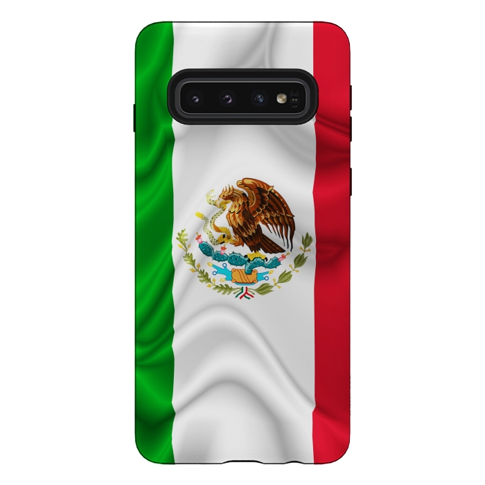 Galaxy S10 StrongFit  Mexico Waving Silk Flag by BluedarkArt