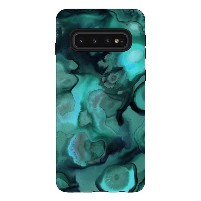 Galaxy S10 StrongFit Ebb and Flow in Emerald by Micklyn Le Feuvre