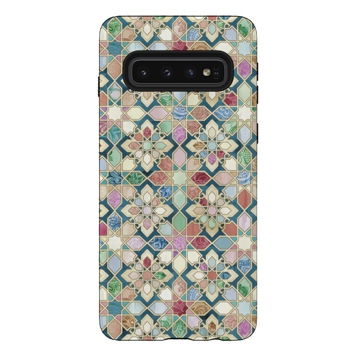 Galaxy S10 StrongFit Muted Moroccan Mosaic Tiles by Micklyn Le Feuvre