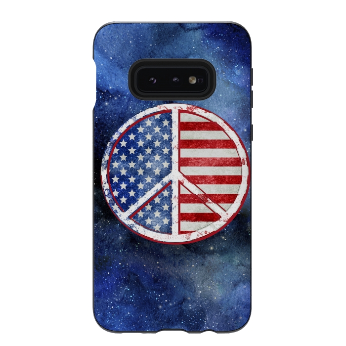 Galaxy S10e StrongFit Peace Sign Stars and Stripes USA Flag 2 by Andrea Haase