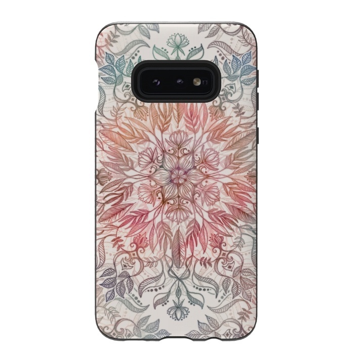 Galaxy S10e StrongFit Autumn Spice Mandala in Coral and Cream by Micklyn Le Feuvre