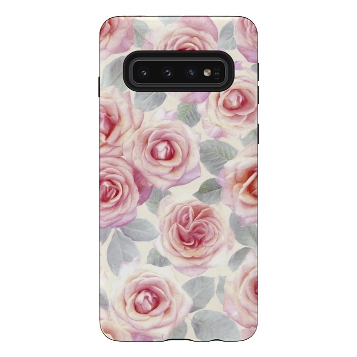 Galaxy S10 StrongFit Painted Pink and Mauve Roses by Micklyn Le Feuvre