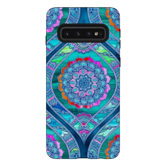 Galaxy S10 StrongFit Radiant Boho Color Play Mandala by Micklyn Le Feuvre